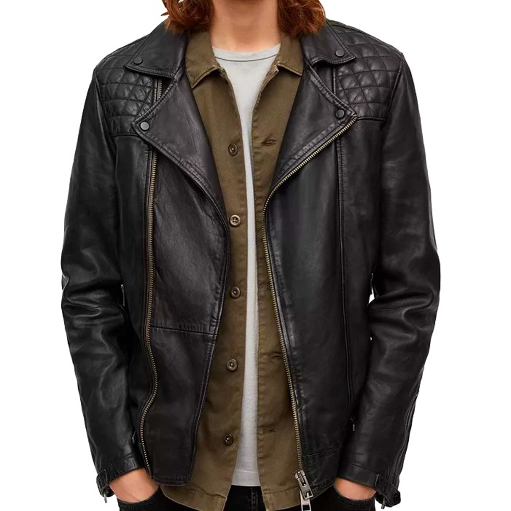 NWT! AllSaints Men’s Conroy Leather Biker Jacket, Size Small